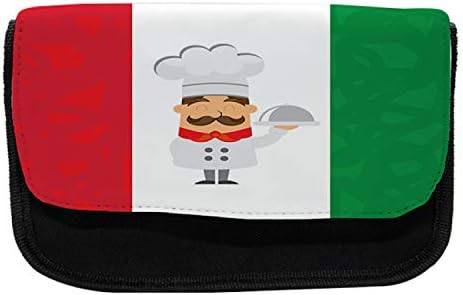 Caixa de lápis de bandeira italiana lunarável, caricatura colorida, bolsa de lápis de caneta com zíper duplo, 8,5 x 5,5,