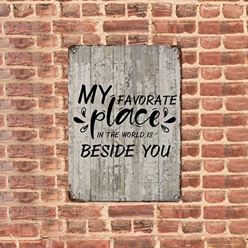 Luijorgy Family Lettering Rustic Metal Sign Art Decor My Favorate In the World Is Averide You Wood Grain Inspirational Set Metal Sign
