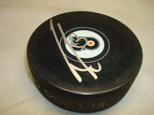 Michael Neuvirth assinou o Philadelphia Flyers Hockey Puck autografado 1A - Pucks autografados da NHL