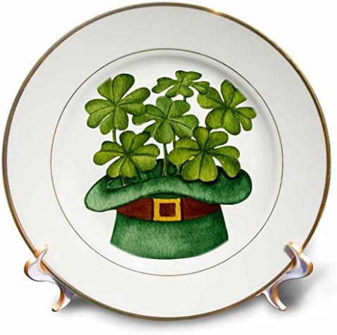 3drose imagem fofa de aquarela quatro trevos de folhas em uma cartola verde irlandesa - pratos