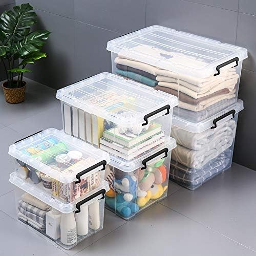 Caixa de armazenamento grande YHBM com tampa, vedação de plástico transparente robusta e robusta, bem com a caixa de recipientes organizadores de alça