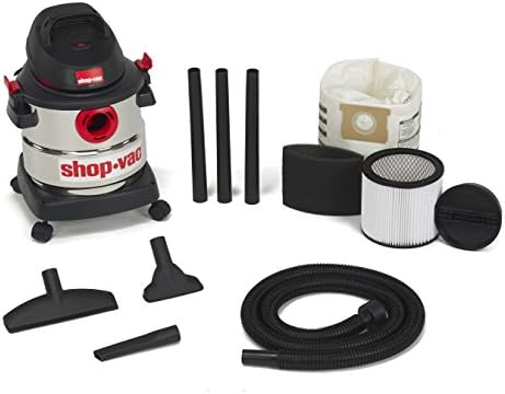 Shop-VAC 5989300 5 galões 4.5 pico de aço inoxidável aço aço molhado Vácuo e madeira de extensão ao ar livre em preto para fazendas e fazendas