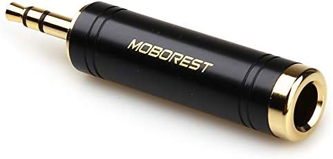 Moborest 3,5 mm a 1/4 '' Adaptador estéreo de cobre puro, 1/8 '' plugue masculino para 1/4 '' Adaptador de soquete feminino
