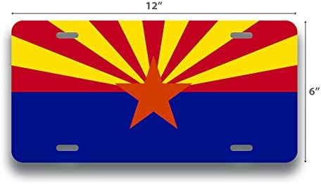 Placa de placa de bandeira do Estado do Arizona Tag Vaity Novelty Metal | Metal impresso UV | 6 polegadas por 12 polegadas | Caminhão de caminhão de carro RV Shop Shop Man Cave | VLP028