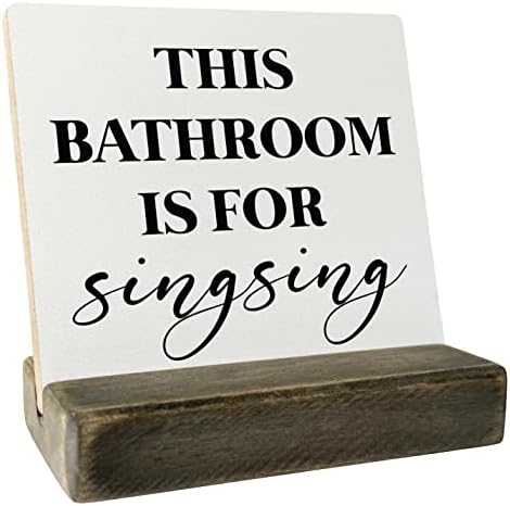 Bathroom Wood Sign, este banheiro para placas de canto, placa com suporte de madeira, placa de placa de madeira do banheiro presente,