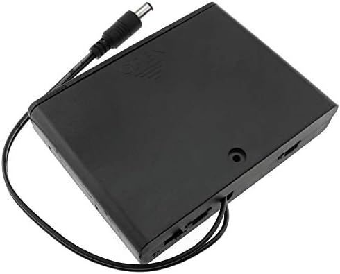 E-Outstanding Battery Box 6x1.5V AA Battery Case Holder Black Incloed Box com interruptor liga/desliga e 5,5 mm
