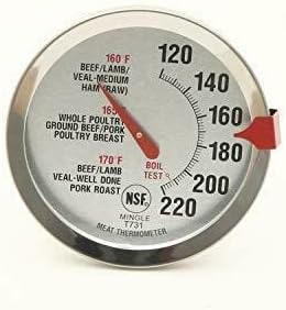 Passes -reais NSF Termômetro de carne segura para forno certificado, mostrador extra grande, prata