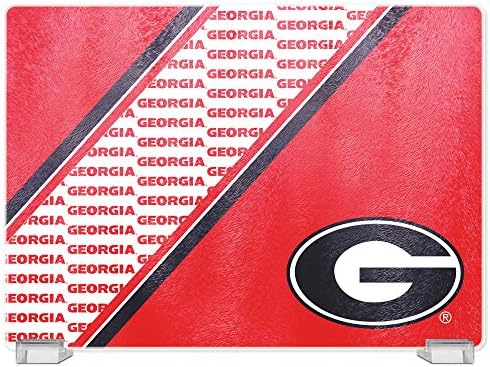 NCAA Georgia Bulldogs Placa de corte de vidro temperada com suporte de exibição