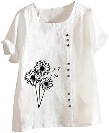 Camisa feminina algodão novo verão, camiseta floral, roupas de tamanho grande tampo de tamanho grande botão de tamanho para