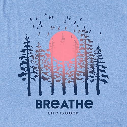 A vida é boa - as mulheres respiram floresta de manga longa ativa camiseta