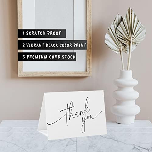 Cartões de agradecimento de Layneria 100 em massa com envelopes e adesivos Kraft - 4 Designs minimalistas em branco Notas