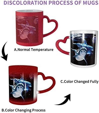 Aseeleo Dolphin Earth Coffee Canecas Mágicas - Copas de cor personalizadas sensíveis ao calor no céu, presente de aniversário