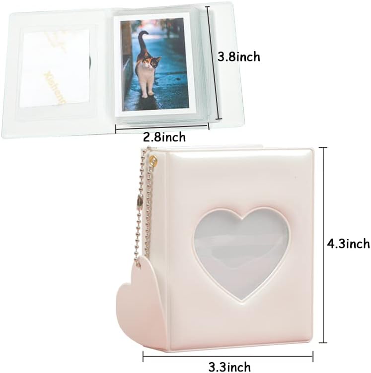 2 PCs Love Heart Photocard Solter Book, Betterjonny Mini Photo Álbum de fotos Heart Hollow Card Pingente 32 Bolsos Kpop PhotoCard Binder para Star Cheghing Photo Collection