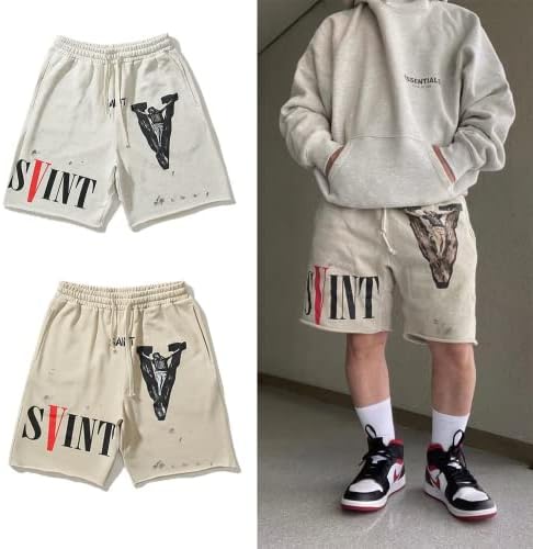 Baoyou Big V Letter shorts shorts shorts hip hop algodão short casual cintura elástica calça short para homens mulheres