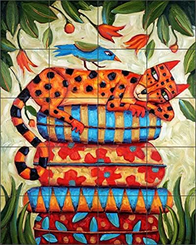 Cat Bird Tile Backsplash Indulgência por Cindy Revell Kitchen Banheiro chuveiro Mural de Cerâmica