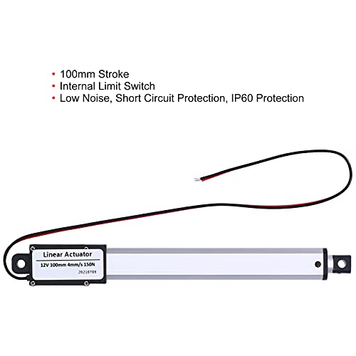 Atuador linear elétrico DC 12V, IP60 Motor de atuador linear de 100 mm com proteção de curto -circuito para haste de levantamento elétrico, interruptor de limite interno de baixo ruído
