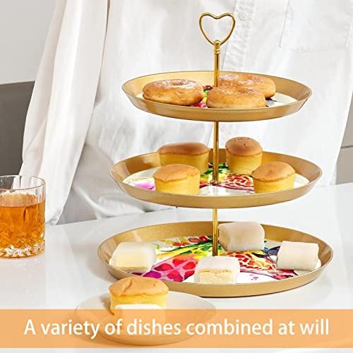 Suporte de bolo, suporte de cupcake, conjunto de exibição de tabela de stands de sobremesa, padrão de borboleta de girafa