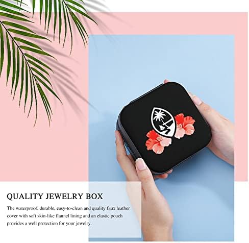 Guam Tribal Hibiscus Small Jewels Box Organizer Exibição portátil Caixa de armazenamento para anéis Brincos Colar Girls