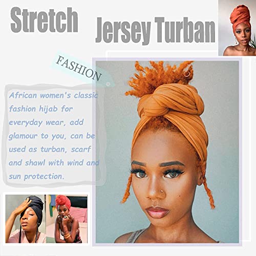 Zrq Stretch Turbano Turbano Headwraps Africano Hijab Muslim Muslim Soft Breathable Hair Scanche Apply for Locs Braid Band Band Moda Hijab