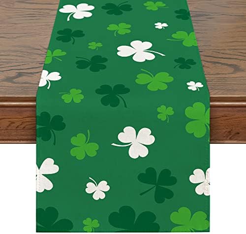 Siilues St. Patrick's Day Table Runner, Decorações do Dia de São Patrício Verde Surveno Surnta Decorações de mesa