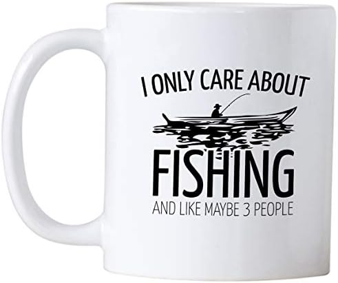 Casitika Presente de pesca engraçada. 11 oz caneca pescadora. Eu só me preocupo com a xícara de pesca. Idéia de presente de aniversário para homens e mulheres.