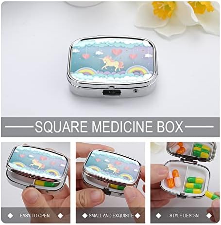 Caixa de comprimidos Cloud Cloud Rainbow Horse em forma de medicamento quadrado Caixa de comprimido portátil Pillbox Vitamina Recipiente