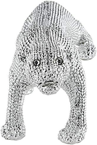Estúdio 55D Prowling 23 1/2 de largura escultura de leopardo de prata de largura