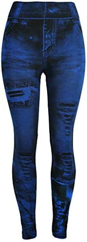 Leggings de treino para mulheres jeans parecer amanteigado calças gráficas macias de comprimento completo para treino de caminhada