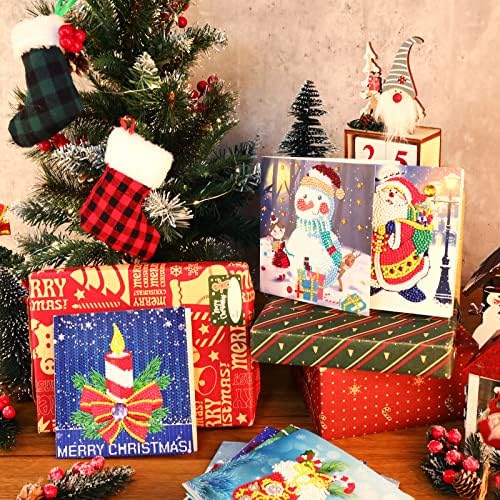 24 peças Pintura de diamante cartões de natal 5d Cartões de Natal Diy DIY Kits de pintura de diamante de Natal Cartões de Natal de