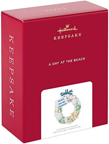 Hallmark Keetake Ornamento de Natal 2021, um dia na coroa de casca do mar da praia