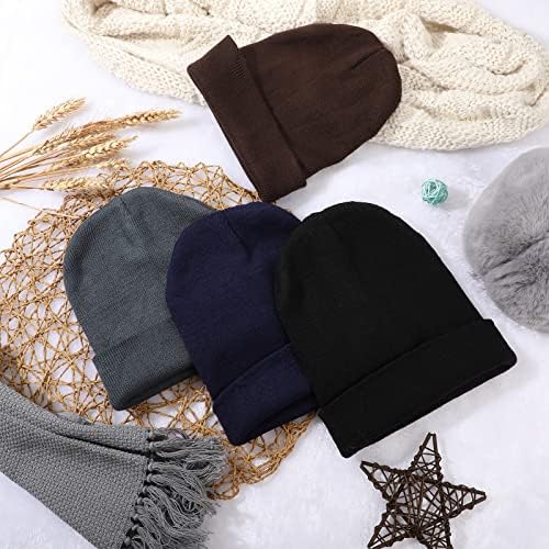24 PCs Unissex Beanie Cap chapéus de inverno de inverno Chapéus de inverno de cor sólida para homens Mulheres