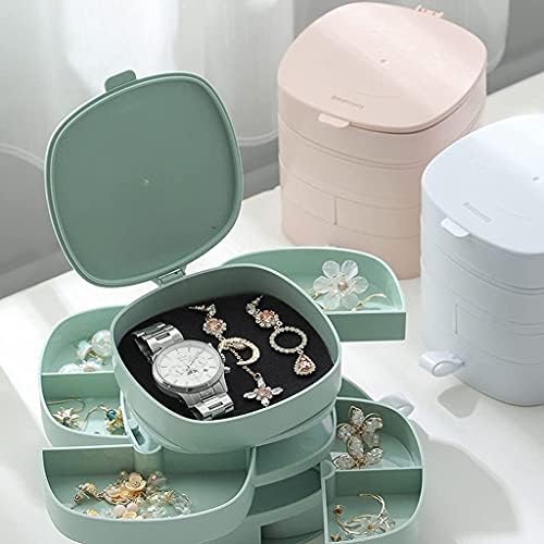 Caixa de jóias caixa de jóias rotativas de capacidade de grande capacidade para gavetas, simples separação portátil de