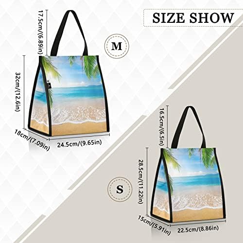 Lancheira de lancheira de palmeira de praia para almoçar feminino para homens para homens, bolsa de almoço à prova d'água para trabalho para crianças adultos escolas