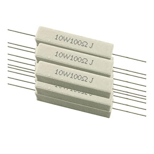Resistores de cimento de 10pcs de 10pcs 10W Horizontal 100 ohm a 5% de resistores de arame cerâmica