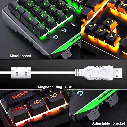 SMSOM GAMING TECLARO E COMBO DO MOUSE, teclado mecânico do teclado RGB LED Rainbow Litred Backboard Teclado para Laptop Gaming PC, 104 Keys, Black