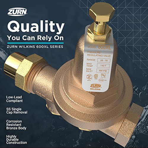 Zurn Wilkins 114-600xlhr 1-1/4 600xl Válvula de redução de pressão com faixa de mola de 10 psi a 125 psi, fábrica definida