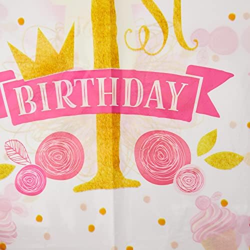 Tutu exclusivo 1º aniversário de tampa de mesa de plástico retangular, 54 x 84, rosa e ouro