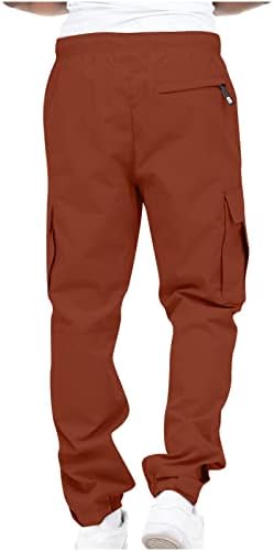 Ozmmyan Cargo Pants para homens Solid Casual Múltiplos bolsos elásticos de fitness ao ar livre Tipo de calça de carga longa longa
