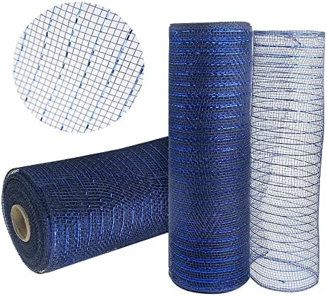 2 rolos malha azul marinho deco com fio azul de papel alumínio
