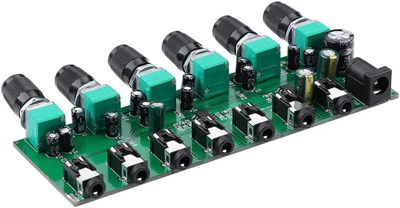 BKDFD 6 maneiras de mixer estéreo Mixer Audio Distributor de mixagem placa com controle de volume independente DC5-24V 1PC 6 Entradas 1 saída