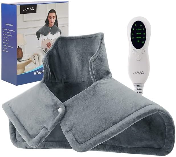 Almofada de aquecimento ponderada para pescoço e ombros, JKMAX 2lb Ponto de aquecimento de pescoço grande para dor