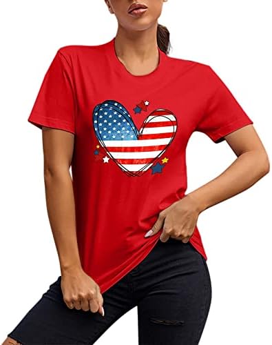 4 de julho camisetas camisetas para mulheres manga curta o Túmulos de túnica American Flag toupes tie-dye patrióticos camisetas