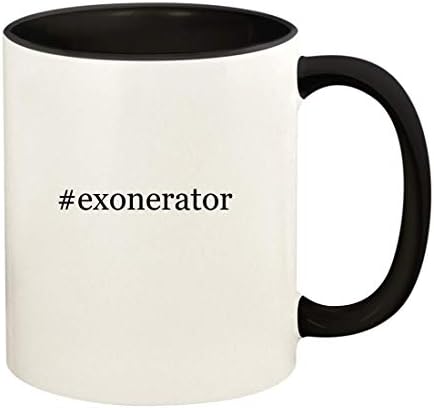Presentes de Knick Knack #exonerator - 11oz Hashtag Ceramic Colored Handle and Inside Coffee Cup Cup, preto