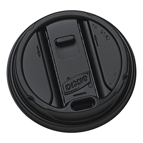 Dixie 10-20 oz. Copo de café quente de plástico reclosável por GP Pro, preto, TP9542B, contagem de 1.000, grande