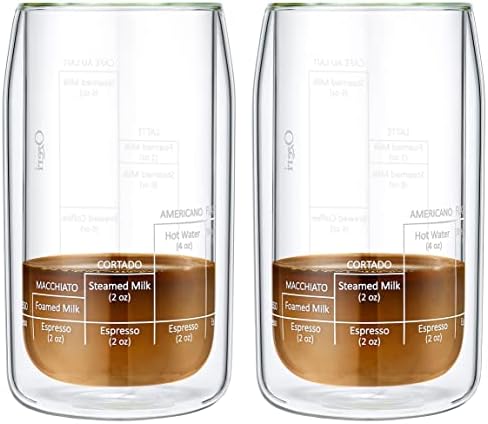 Ozeri Moderna Artisan Series Double Wall Barista Coffee Glass, 15 oz, Clear