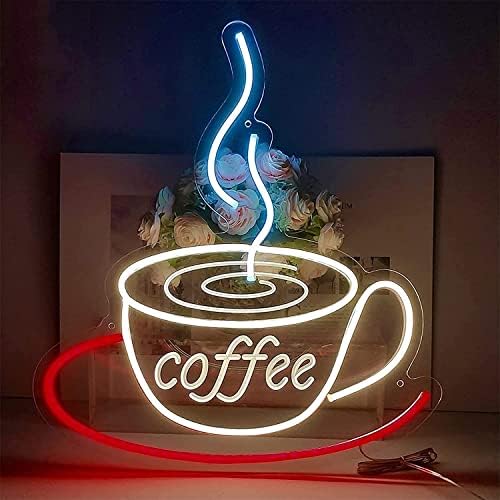 Dvtel Coffee Cup LED NEON SIGN, LOGO DE LOGO DO LOGO DE CAFE CUSTOS Luzes noturnas Luzes de neon, parede de janela pendurada