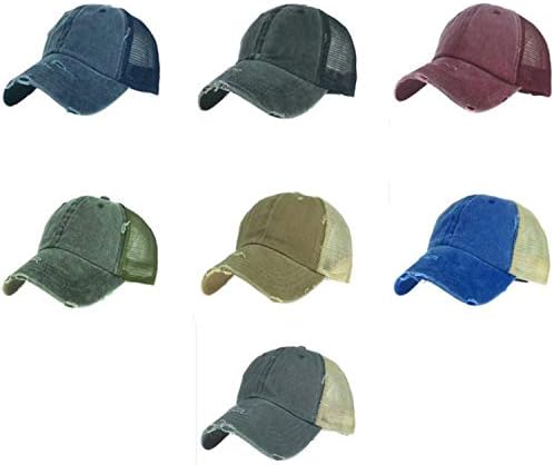 Cap de malha de algodão lavado vintage Capinho de beisebol de algodão angustiado Hat chapéu de beisebol Unissex Ajuste Polo Trucker