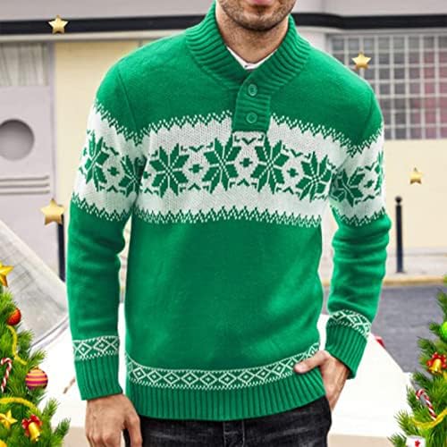 Suéteres de grandes dimensões para homens de inverno de gola alta manga comprida Botão de camisa de camisa de natal malha malha