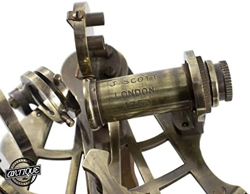 Vitoriano Náutico Marinho Sextante Antigo Acabamento de Brass Scott London Instruments Sextant