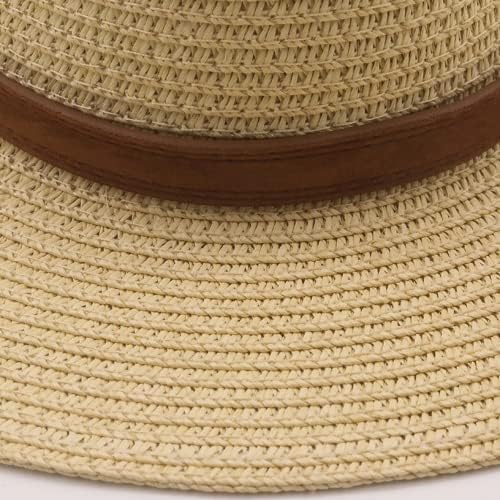 Povosyoung Panamá chapéu de verão chapéus de sol para homens homens de palha de praia Moda UV Sun Protection Travel Bap